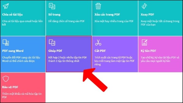 Chọn tính năng Ghép PDF
