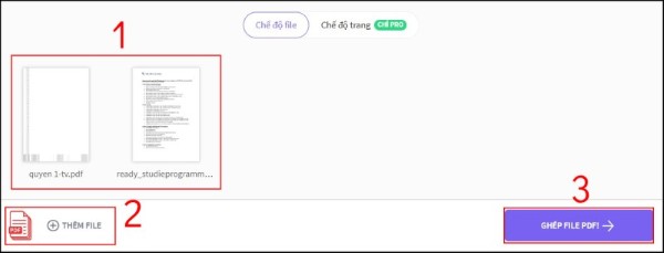 Nhấn Ghép file PDF