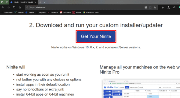 Nhấn chọn Get Your Ninite 