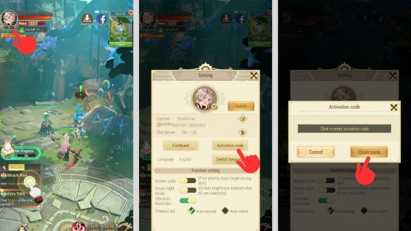 Nhấn Nhận quà để xét duyệt mã