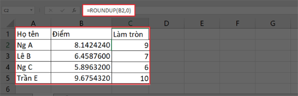 Làm tròn lên hàng đơn vị