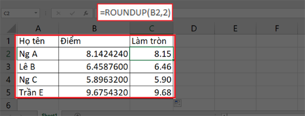 Làm tròn lên theo hàng lớn