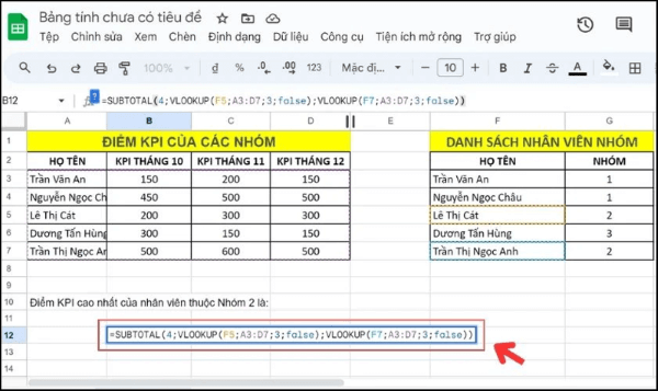 Nhập công thức hàm