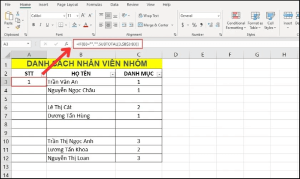 Nhập công thức