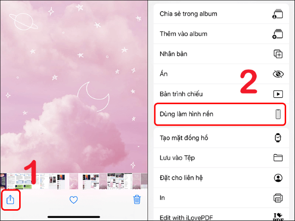 Chọn Dùng làm hình nền