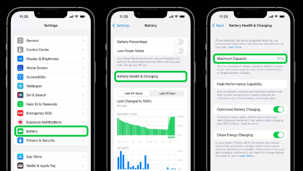 Chọn Tình trạng pin & Sạc