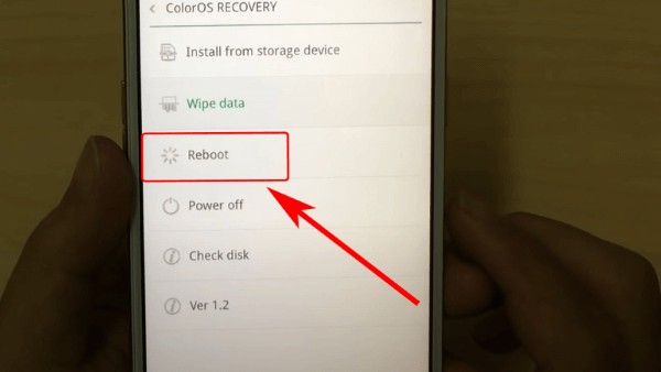 Nhấn Reboot để khởi động lại 
