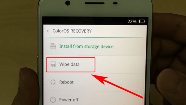Chọn mục Wipe data