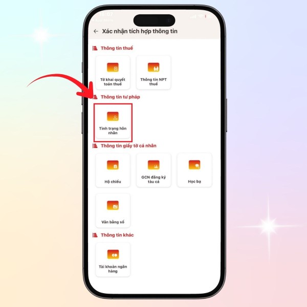 Nhấn chọn “Tình trạng hôn nhân”