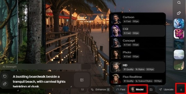 Chọn “Model” > tải hình ảnh về thiết bị