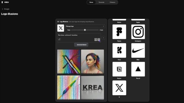 Tính năng tạo logo tự động bằng Krea AI 