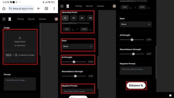 Nhấn Enhance để bắt đầu xử lý