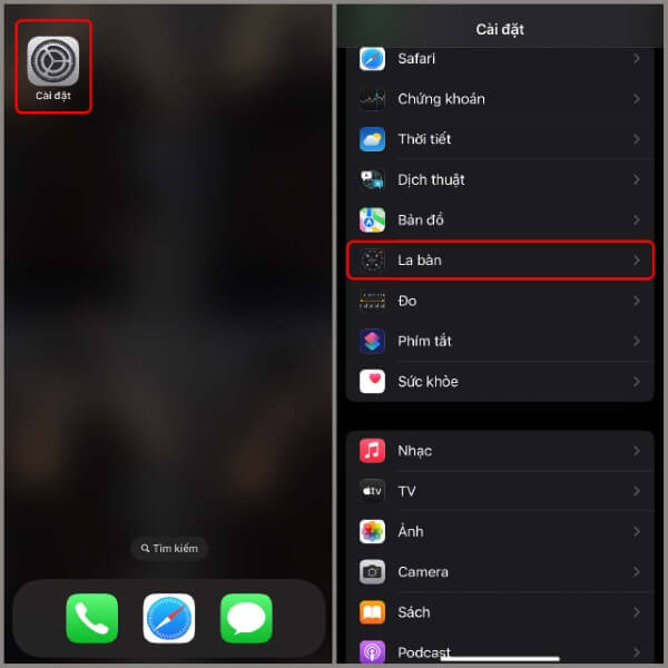 Chọn bật Dịch vụ định vị cho ứng dụng La bàn
