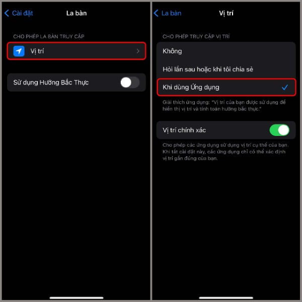 Giữ điện thoại cân bằng khi xác định hướng