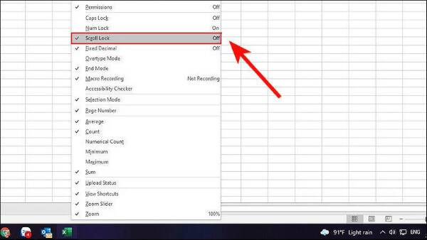 Chọn tắt Scroll Lock qua phần mềm hoặc bàn phím ảo