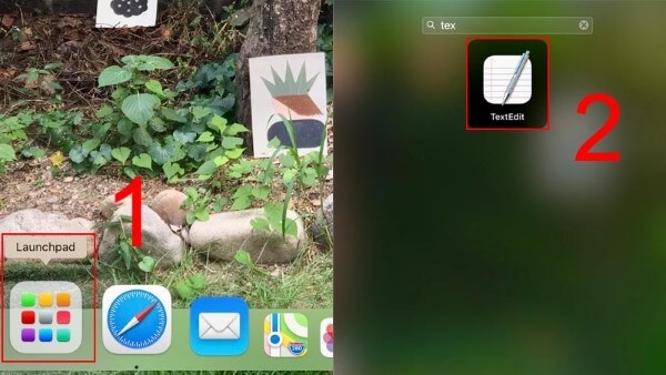 Mở Launchpad → chọn TextEdit