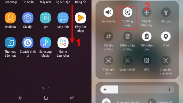 Tắt nút Tự động xoay màn hình