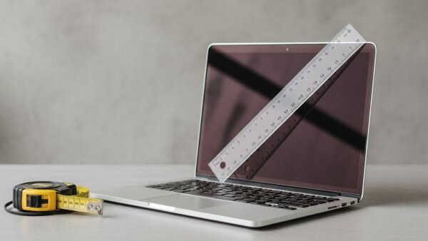 Đo kích thước MacBook bằng thước dây hoặc thước kẻ 