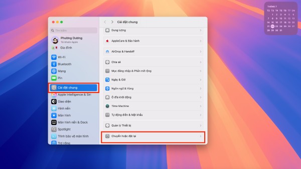 Chọn Cài đặt chung → Chuyển hoặc đặt lại