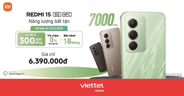 Viettel Store mở bán Xiaomi Redmi 15 5G
