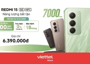 Viettel Store mở bán Xiaomi Redmi 15 5G: Giảm ngay 300.000đ, trả góp 0%,...