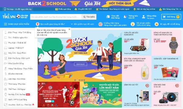 Trang web bán hàng online Tiki