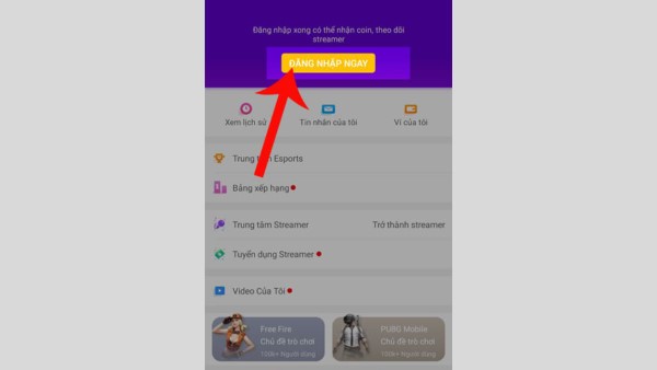 Nhấn Đăng nhập ngay