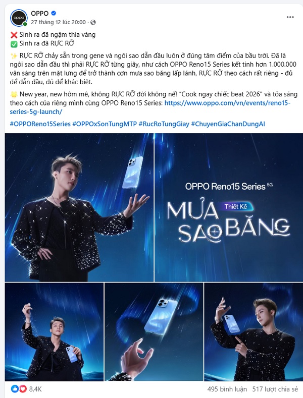 OPPO Việt Nam "nhá hàng" Concert Mưa Sao Băng