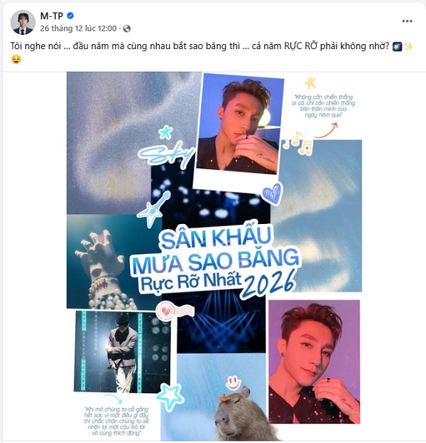 Bài đăng trên fanpage của Sơn Tùng M-TP