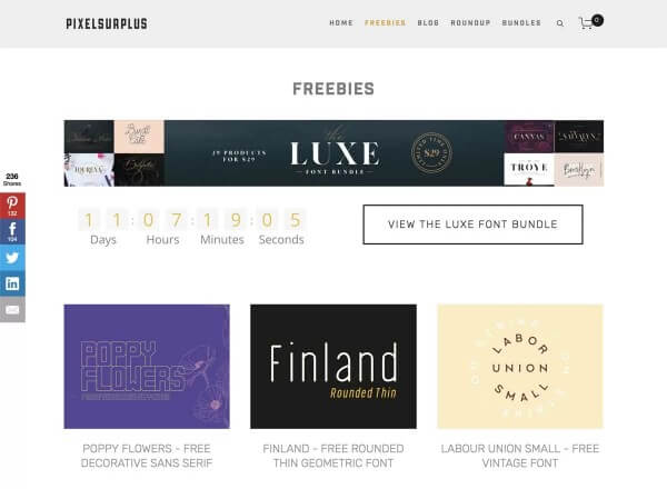Pixel Surplus với các gói phông chữ cao cấp miễn phí