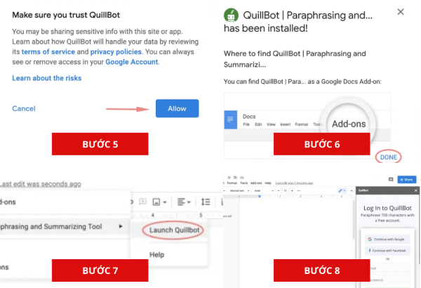 Đăng nhập tài khoản QuillBot để sử dụng