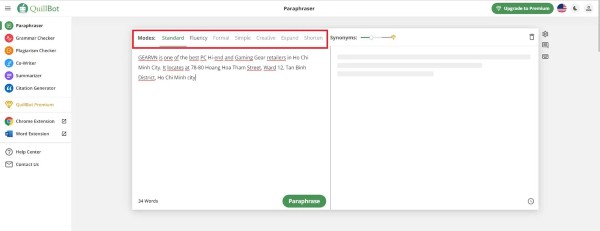 Nhập hoặc dán văn bản vào khung bên trái