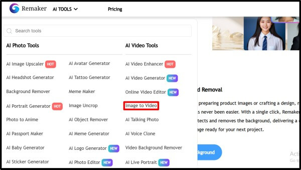 Chọn Image to Video