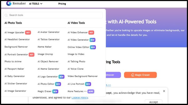 Chọn công cụ trong mục AI Tools