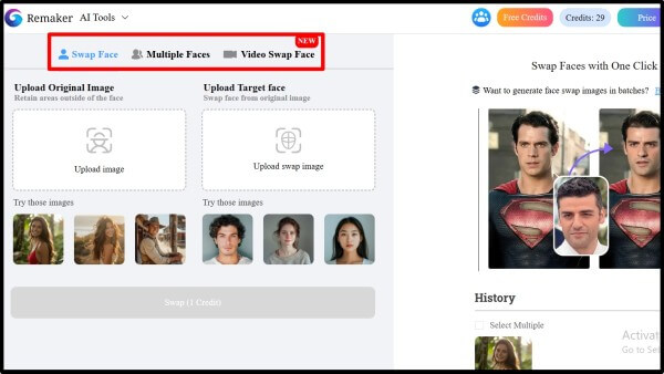 Chọn kiểu gương mặt muốn hoán đổi
