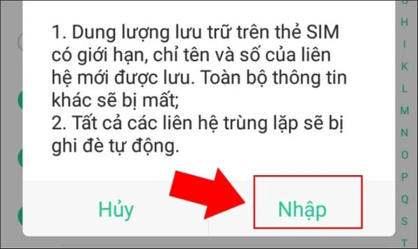 Nhấn Nhập để xác nhận