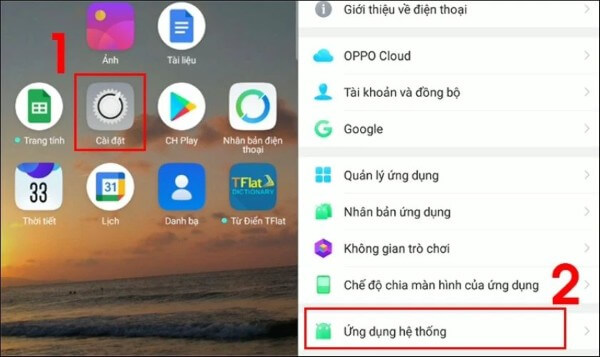 Chọn Ứng dụng hệ thống