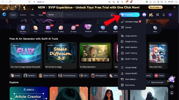 Chọn “Generate”