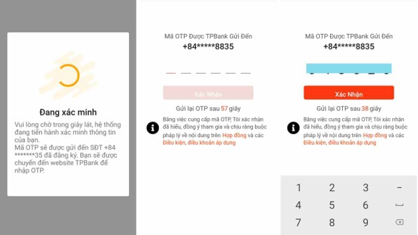 Nhập mã OTP xác minh được gửi về số điện thoại 