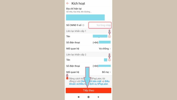 Nhập số CCCD và số điện thoại liên hệ