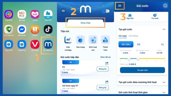 Đăng nhập ứng dụng My MobiFone