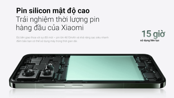 Xiaomi 14 với dung lượng pin 4.610mAh và sạc nhanh 90W
