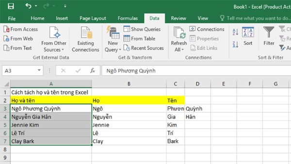 Kết quả được hiển thị thành nhiều cột khác nhau