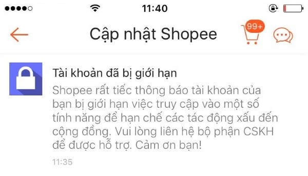 Nguyên nhân do lỗi từ tài khoản người bán 