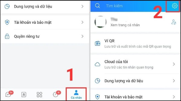 Nhấn biểu tượng Cài đặt