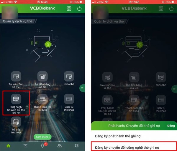 Chọn Phát hành lại thẻ