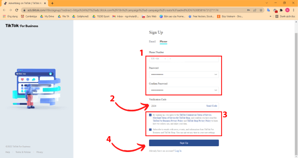 Nhấn “Sign Up” để hoàn tất