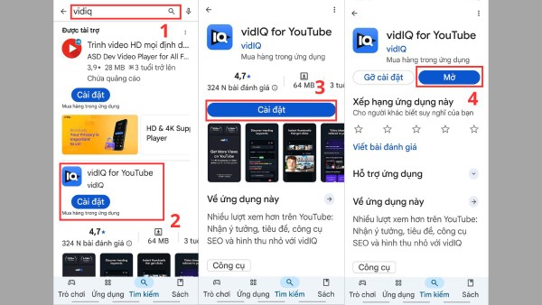 Các bước tải VidIQ trên điện thoại Android