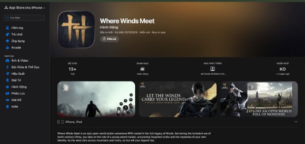 Mở App Store → tìm kiếm game → nhấn Nhận hoặc Đăng ký trước