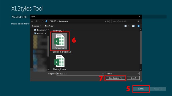 Chọn Get File và file cần quét